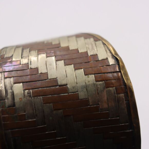 Vintage Copper Braided Woven Cuff Bracelet Bohemian Avant Garde Wide Cuff - Picture 8 of 10